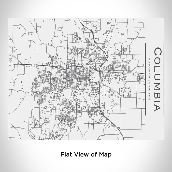 Rendered View of Columbia Missouri Map Engraving on 20oz Stainless Steel Insulated Bottle with Bamboo Top in White