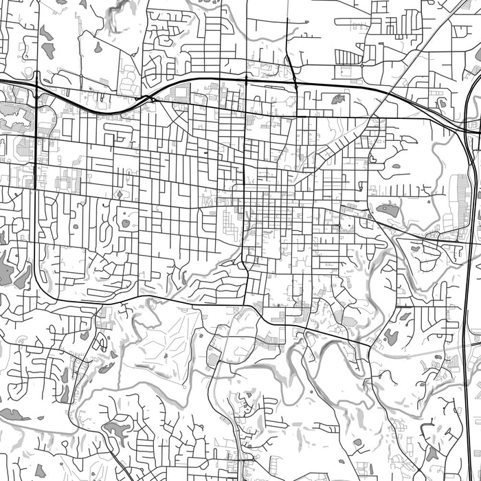 Columbia Missouri Map Print in Classic Style Zoomed In Close Up Showing Details