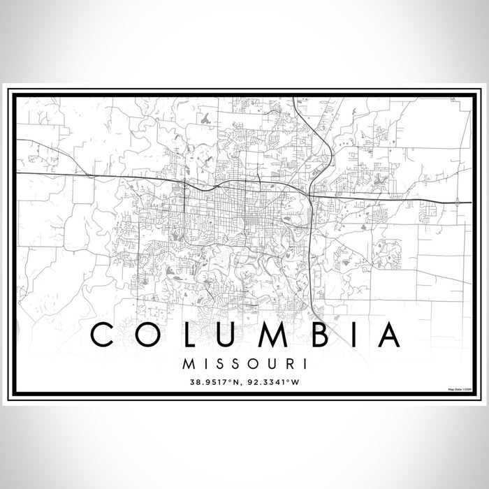 Columbia Missouri Map Print Landscape Orientation in Classic Style With Shaded Background