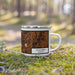 Right View Custom Columbia Missouri Map Enamel Mug in Ember on Grass With Trees in Background
