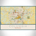 Columbia Missouri Map Print Landscape Orientation in Woodblock Style With Shaded Background