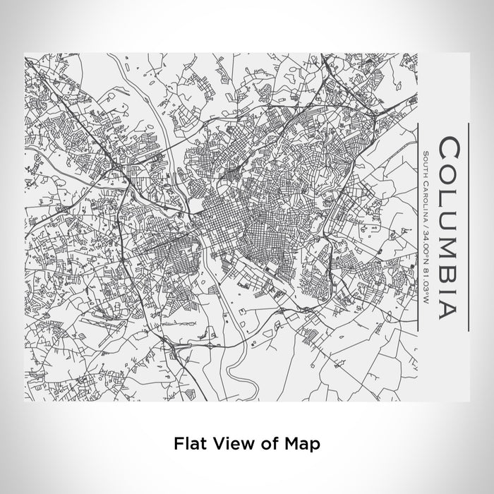 Rendered View of Columbia South Carolina Map Engraving on 20oz Stainless Steel Insulated Bottle with Bamboo Top in White