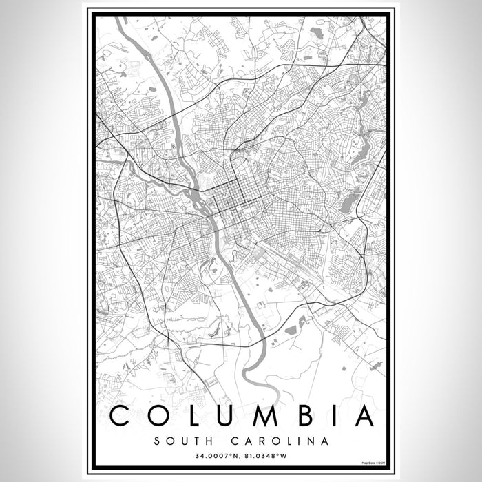 Columbia South Carolina Map Print Portrait Orientation in Classic Style With Shaded Background