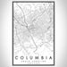 Columbia South Carolina Map Print Portrait Orientation in Classic Style With Shaded Background