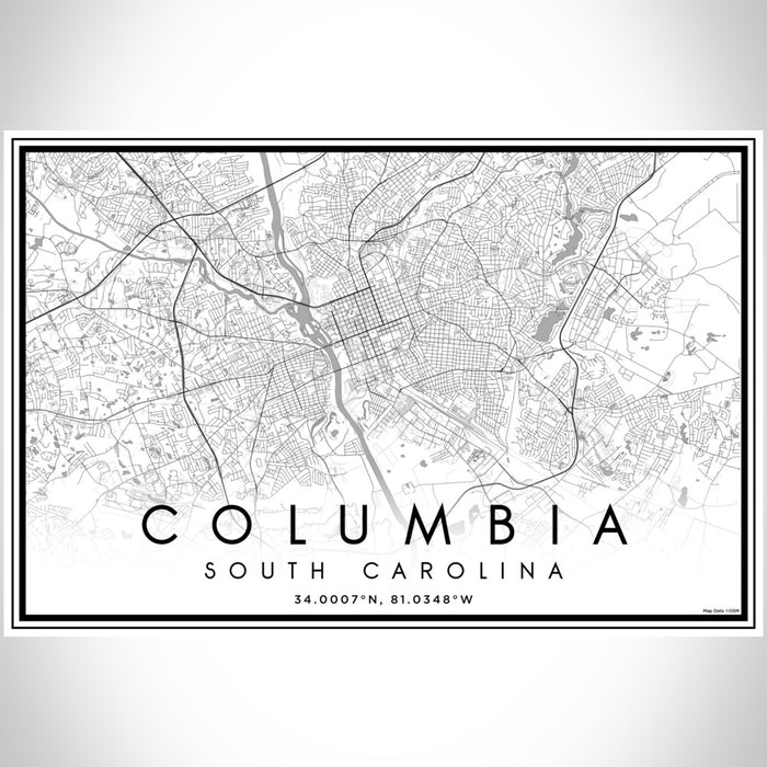 Columbia South Carolina Map Print Landscape Orientation in Classic Style With Shaded Background