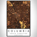 Columbia South Carolina Map Print Portrait Orientation in Ember Style With Shaded Background