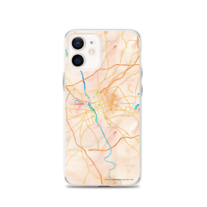 Custom Columbia South Carolina Map iPhone 12 Phone Case in Watercolor