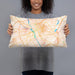 Person holding 20x12 Custom Columbia South Carolina Map Throw Pillow in Watercolor