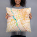 Person holding 18x18 Custom Columbia South Carolina Map Throw Pillow in Watercolor