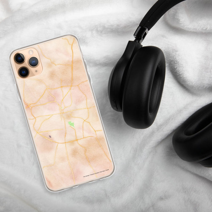 Custom Columbia Tennessee Map Phone Case in Watercolor on Table with Black Headphones