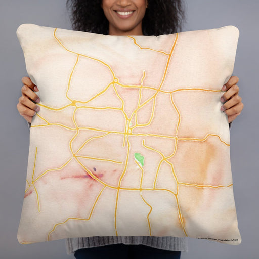 Person holding 22x22 Custom Columbia Tennessee Map Throw Pillow in Watercolor