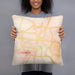 Person holding 18x18 Custom Columbia Tennessee Map Throw Pillow in Watercolor