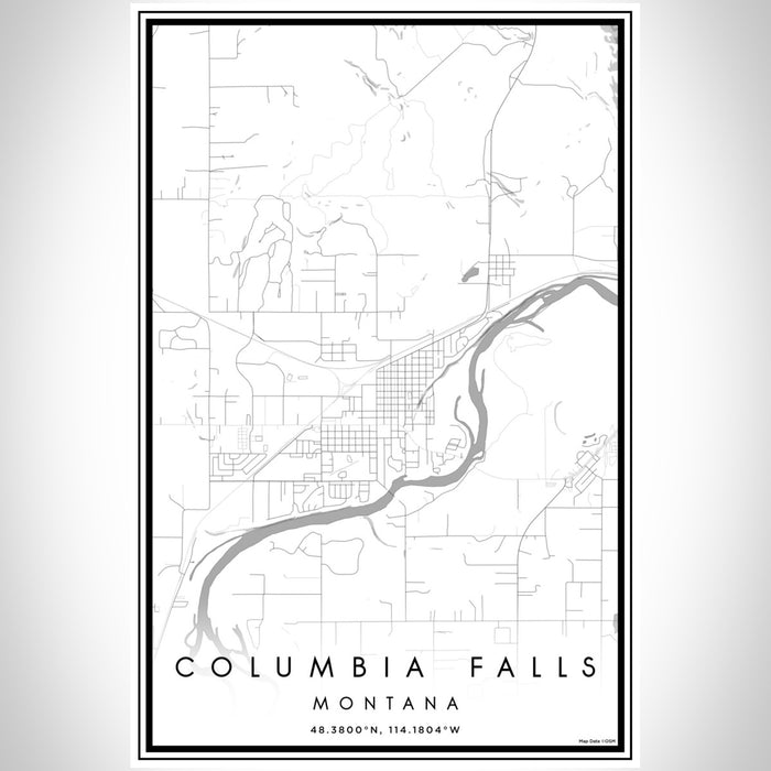 Columbia Falls Montana Map Print Portrait Orientation in Classic Style With Shaded Background