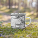 Right View Custom Columbia Falls Montana Map Enamel Mug in Classic on Grass With Trees in Background
