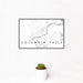 12x18 Columbia Falls Montana Map Print Landscape Orientation in Classic Style With Small Cactus Plant in White Planter