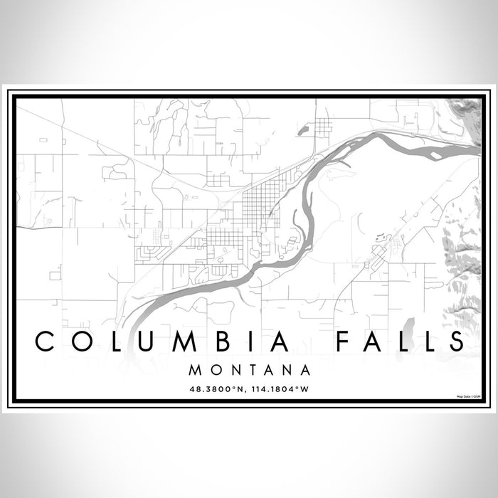 Columbia Falls Montana Map Print Landscape Orientation in Classic Style With Shaded Background