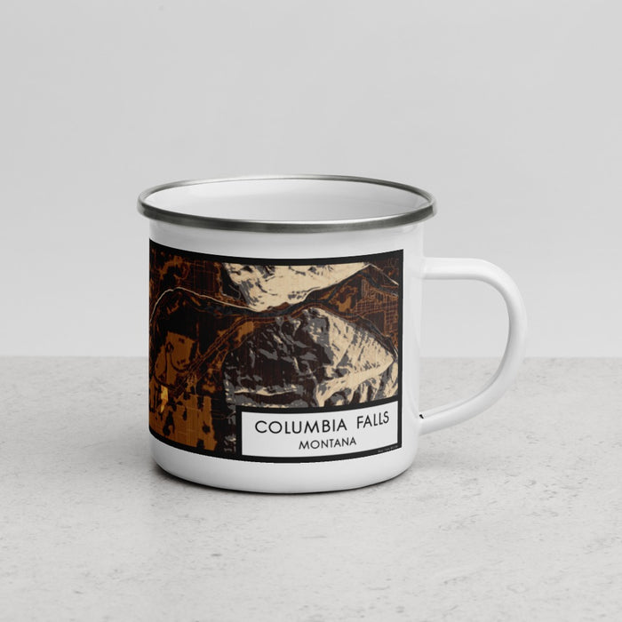 Right View Custom Columbia Falls Montana Map Enamel Mug in Ember