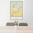 24x36 Columbia Falls Montana Map Print Portrait Orientation in Woodblock Style Behind 2 Chairs Table and Potted Plant