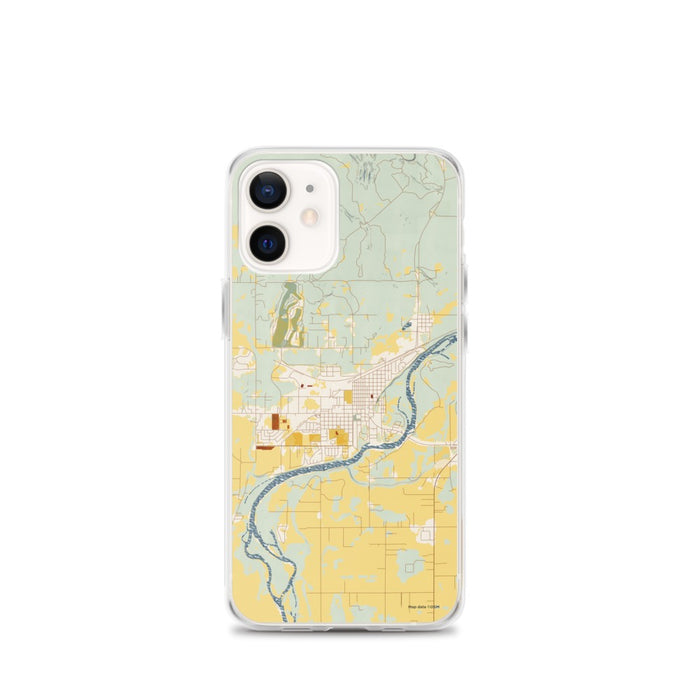 Custom Columbia Falls Montana Map iPhone 12 mini Phone Case in Woodblock