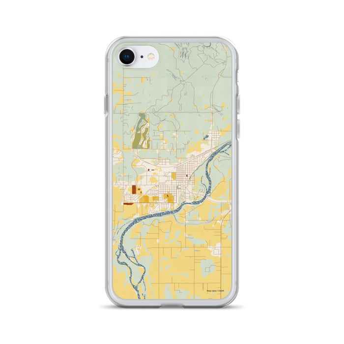 Custom Columbia Falls Montana Map iPhone SE Phone Case in Woodblock