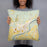 Person holding 18x18 Custom Columbia Falls Montana Map Throw Pillow in Woodblock