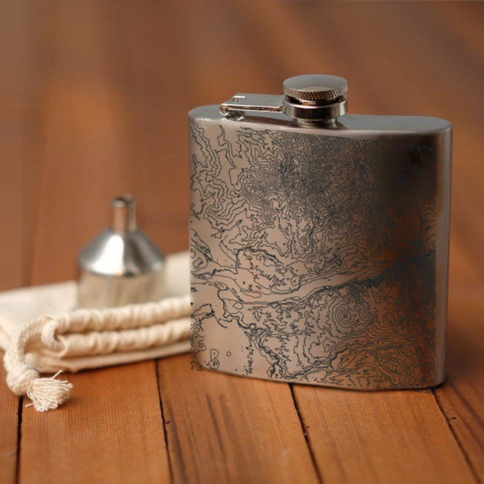 Columbia River Gorge National Scenic Area Custom Engraved City Map Inscription Coordinates on 6oz Stainless Steel Flask