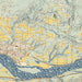 Columbia River Gorge National Scenic Area Map Print in Woodblock Style Zoomed In Close Up Showing Details