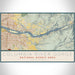 Columbia River Gorge National Scenic Area Map Print Landscape Orientation in Woodblock Style With Shaded Background