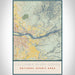 Columbia River Gorge National Scenic Area Map Print Portrait Orientation in Woodblock Style With Shaded Background