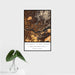 16x24 Columbia River Gorge Washington Map Print Portrait Orientation in Ember Style With Tropical Plant Leaves in Water
