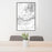 24x36 Columbia River Gorge Washington Map Print Portrait Orientation in Classic Style Behind 2 Chairs Table and Potted Plant