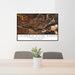 24x36 Columbia River Gorge Washington Map Print Lanscape Orientation in Ember Style Behind 2 Chairs Table and Potted Plant