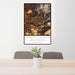 24x36 Columbia River Gorge Washington Map Print Portrait Orientation in Ember Style Behind 2 Chairs Table and Potted Plant