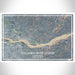 Columbia River Gorge Washington Map Print Landscape Orientation in Afternoon Style With Shaded Background