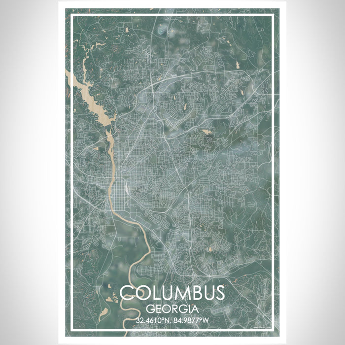 Columbus Georgia Map Print Portrait Orientation in Afternoon Style With Shaded Background