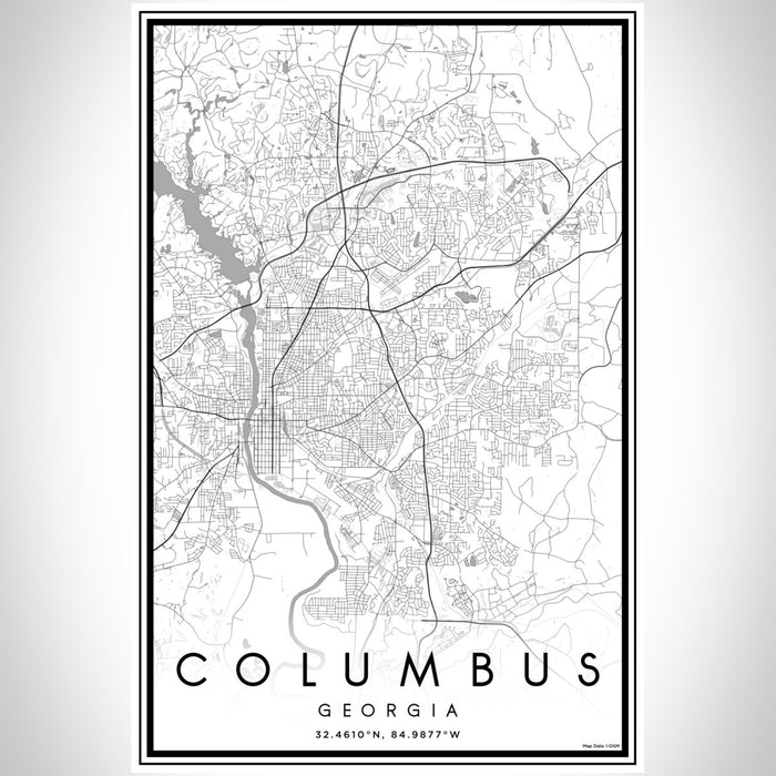 Columbus Georgia Map Print Portrait Orientation in Classic Style With Shaded Background