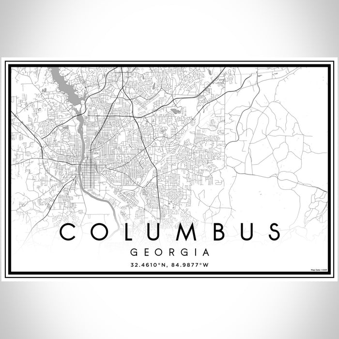 Columbus Georgia Map Print Landscape Orientation in Classic Style With Shaded Background