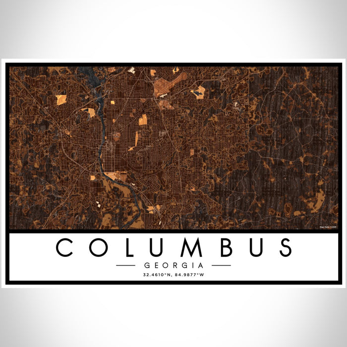 Columbus Georgia Map Print Landscape Orientation in Ember Style With Shaded Background