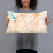 Person holding 20x12 Custom Columbus Georgia Map Throw Pillow in Watercolor