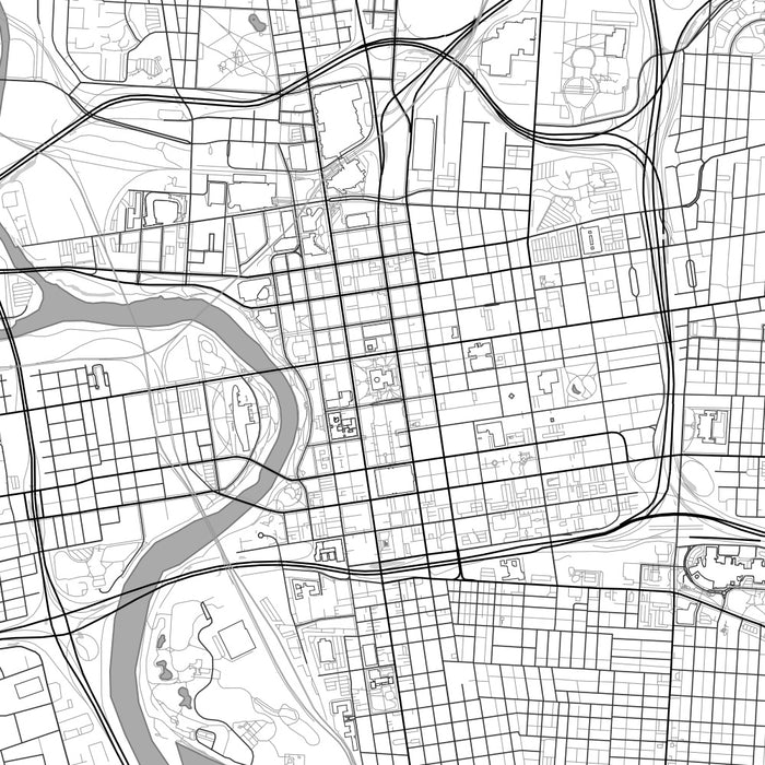 Columbus Ohio Map Print in Classic Style Zoomed In Close Up Showing Details