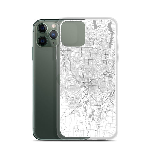 Custom Columbus Ohio Map Phone Case in Classic on Table with Laptop and Plant