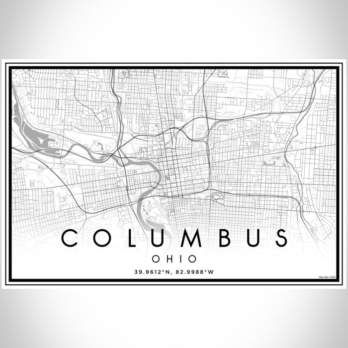 Columbus Ohio Map Print Landscape Orientation in Classic Style With Shaded Background