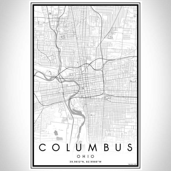 Columbus Ohio Map Print Portrait Orientation in Classic Style With Shaded Background