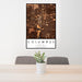 24x36 Columbus Ohio Map Print Portrait Orientation in Ember Style Behind 2 Chairs Table and Potted Plant