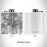 Rendered View of Columbus Ohio Map Engraving on 6oz Stainless Steel Flask in White
