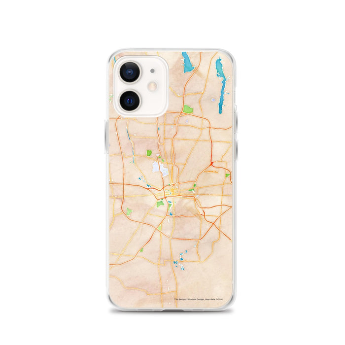 Custom Columbus Ohio Map iPhone 12 Phone Case in Watercolor
