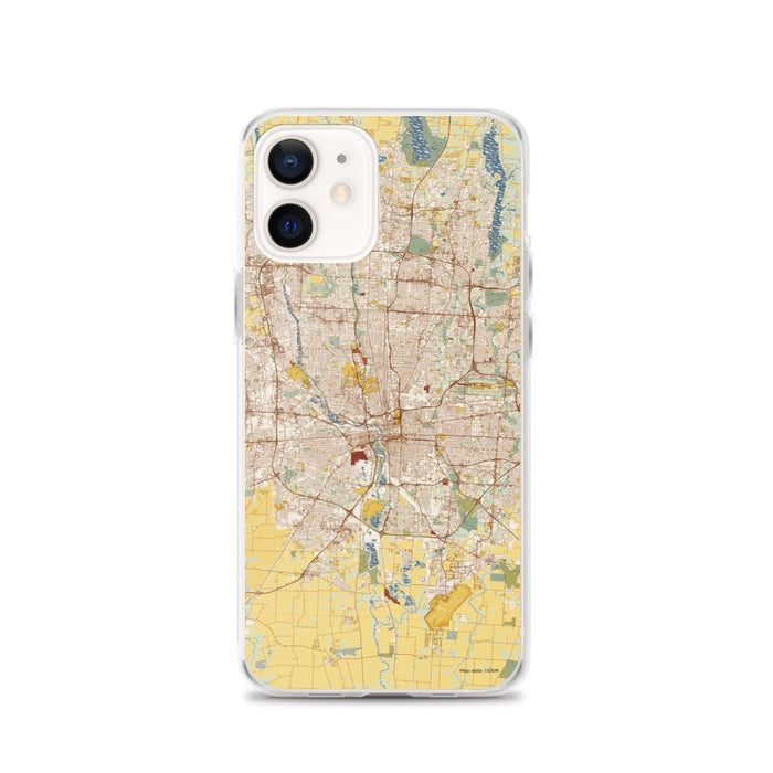 Custom Columbus Ohio Map iPhone 12 Phone Case in Woodblock