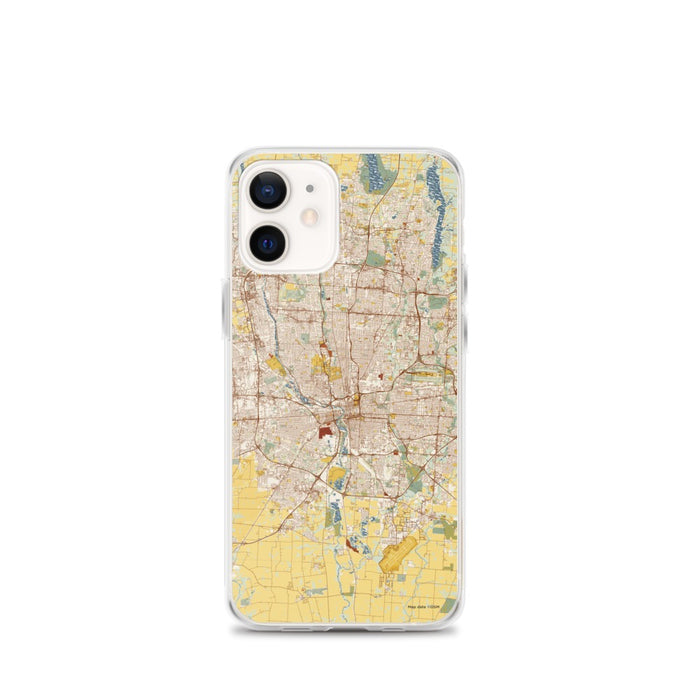Custom Columbus Ohio Map iPhone 12 mini Phone Case in Woodblock