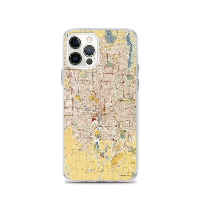 Custom Columbus Ohio Map iPhone 12 Pro Phone Case in Woodblock