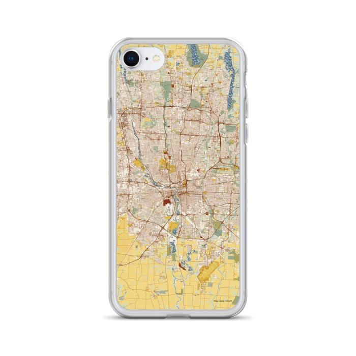Custom Columbus Ohio Map iPhone SE Phone Case in Woodblock